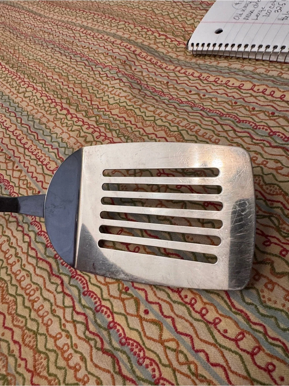 Vintage EKCO slotted spatula stainless steel blade and black rubber grip handle